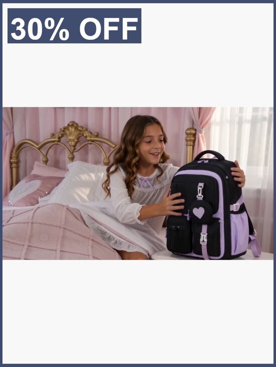Girls Backpack Lightweight Schoolbag 9 Pockets Water Resistant Daypack main image 5